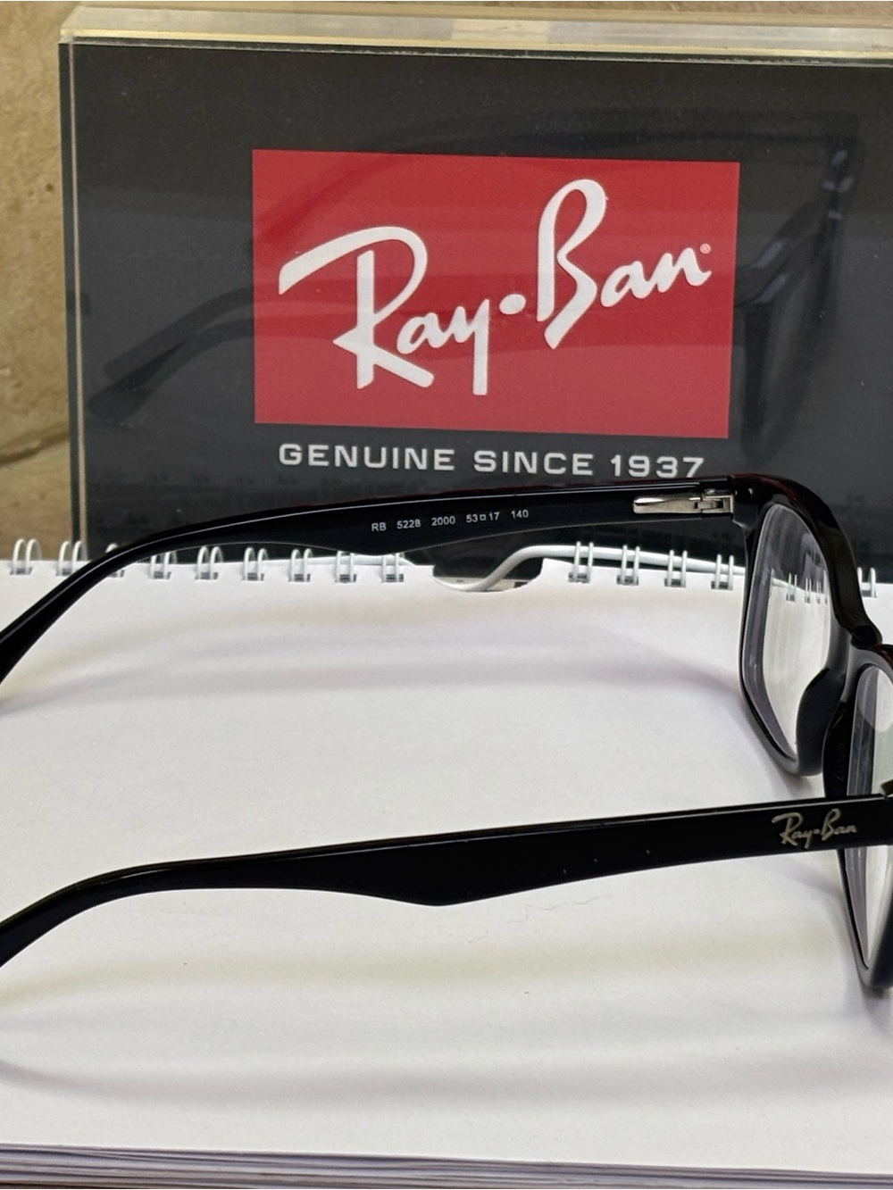 Ray-Ban RX5228 2000 Black Rectangular Acetate Optical Glasses - Picture 8 of 9